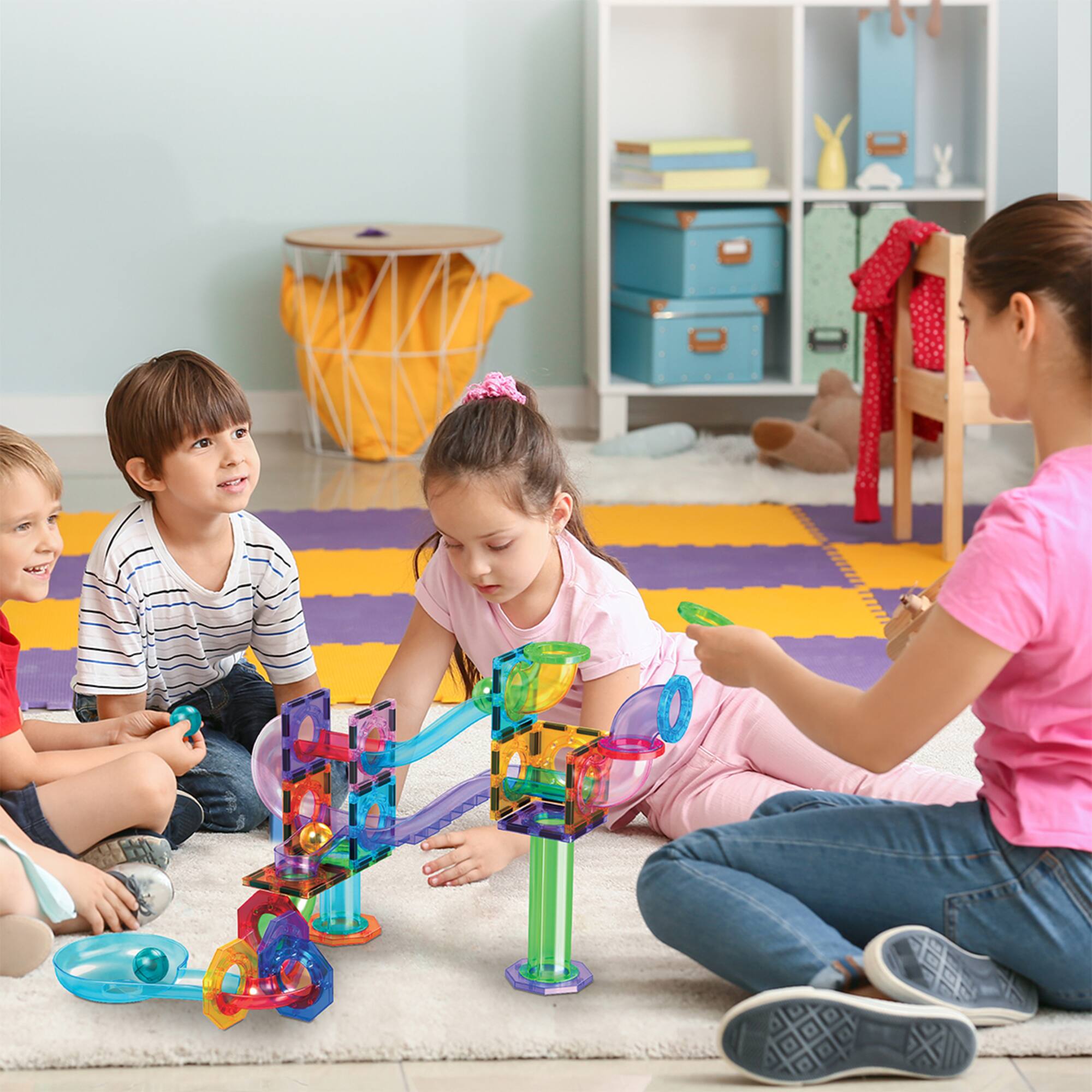 PicassoTiles® 60 Piece Marble Run Building Block Connecting Set